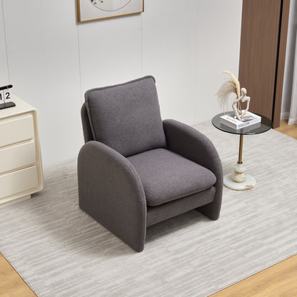 Modern Sherpa Upholstered Accent Chair, Comfortable Living Room Armchair, Lounge Chair For Bedroom, And Office - Gray