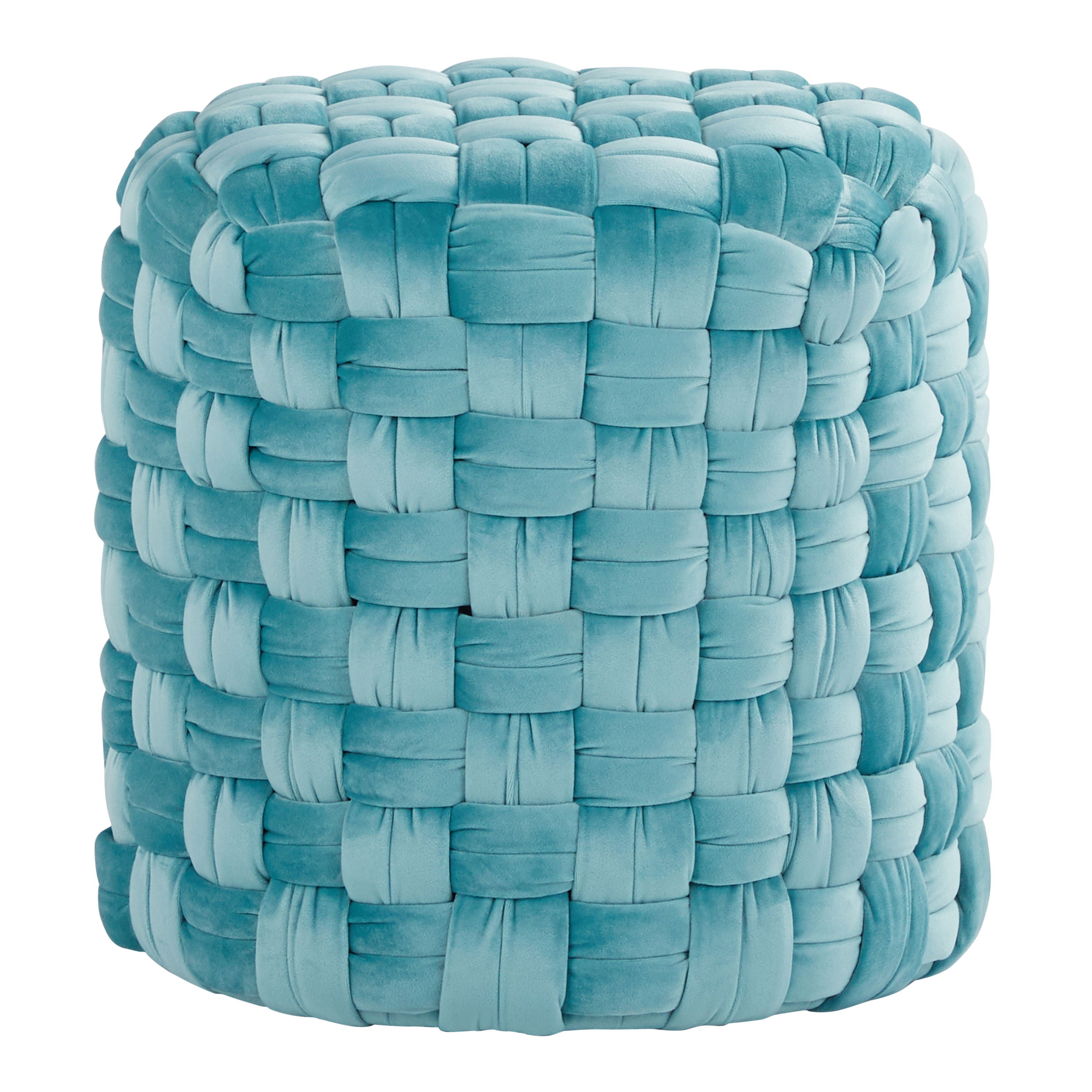 Braided - Round Ottoman - Ice Blue