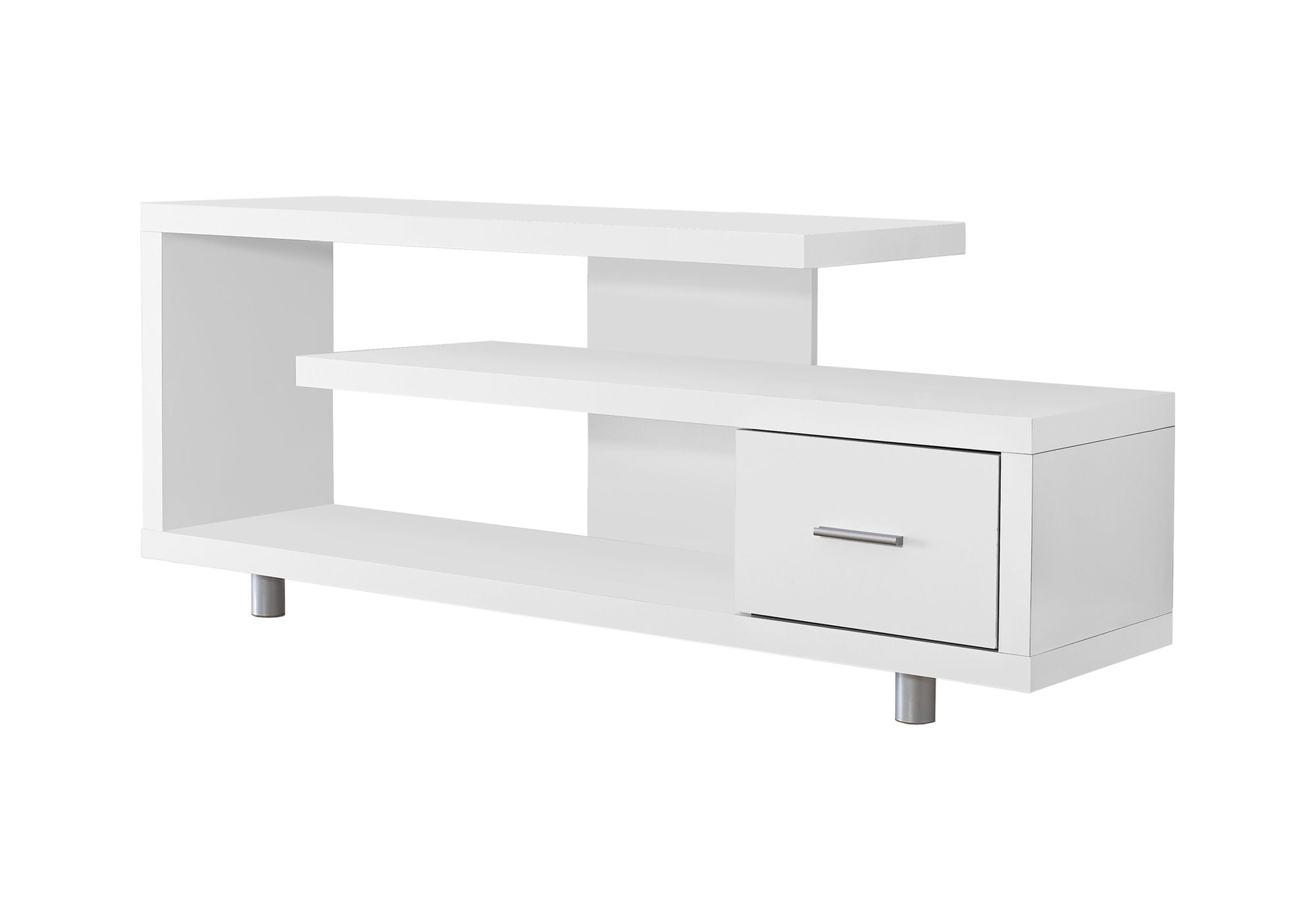 TV Stand, Console, Media Entertainment Center, Storage Cabinet, Elegant Design, Modern - White