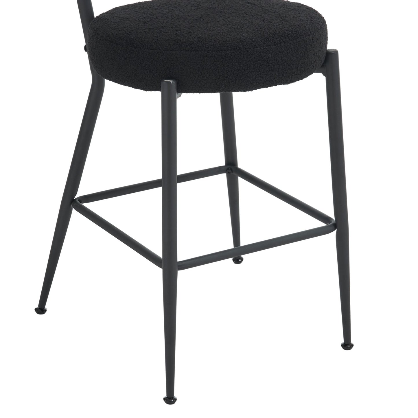 Modern Teddy Fabric Upholstered Bar Stools (Set of 4) - Black