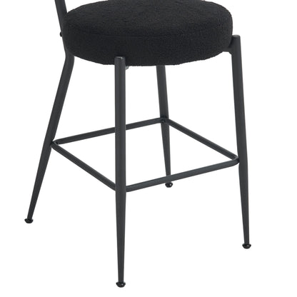 Modern Teddy Fabric Upholstered Bar Stools (Set of 4) - Black