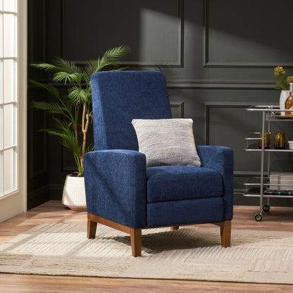 Wide Hand Manual Club Recliner - Navy Blue
