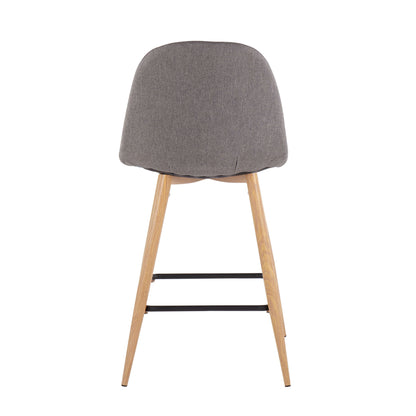 Pebble - Mid-Century Modern Counter Stool (Set of 2) - Natural / Charcoal