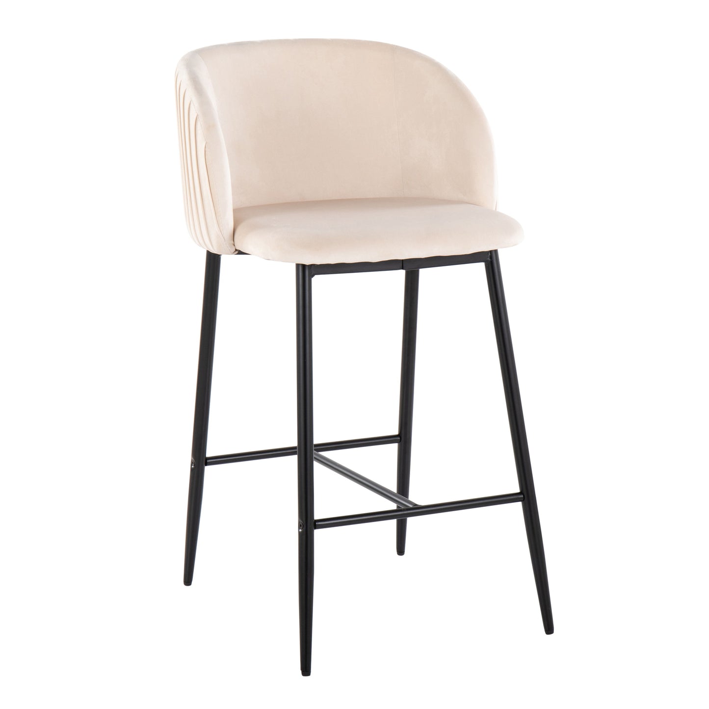 Fran - Pleated Contemporary Fixed Height Counter Stool (Set of 2) - Black / White