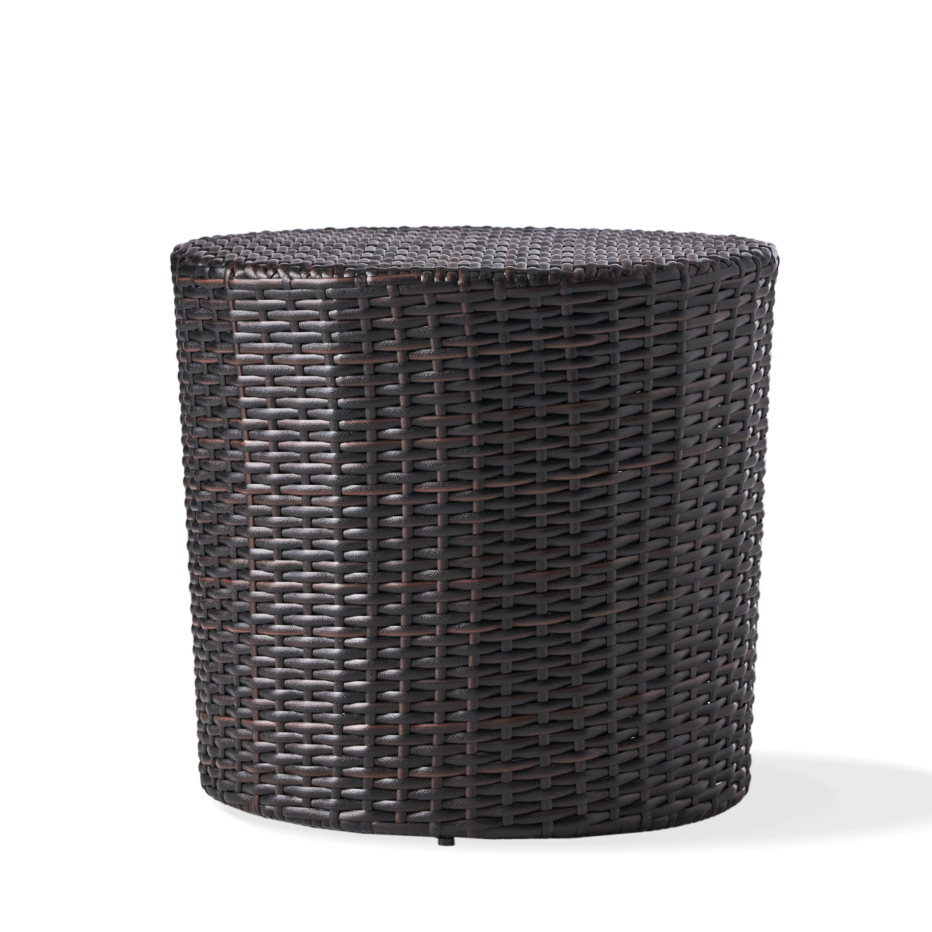 Barrel Side Table With Handcrafted Details - Brown
