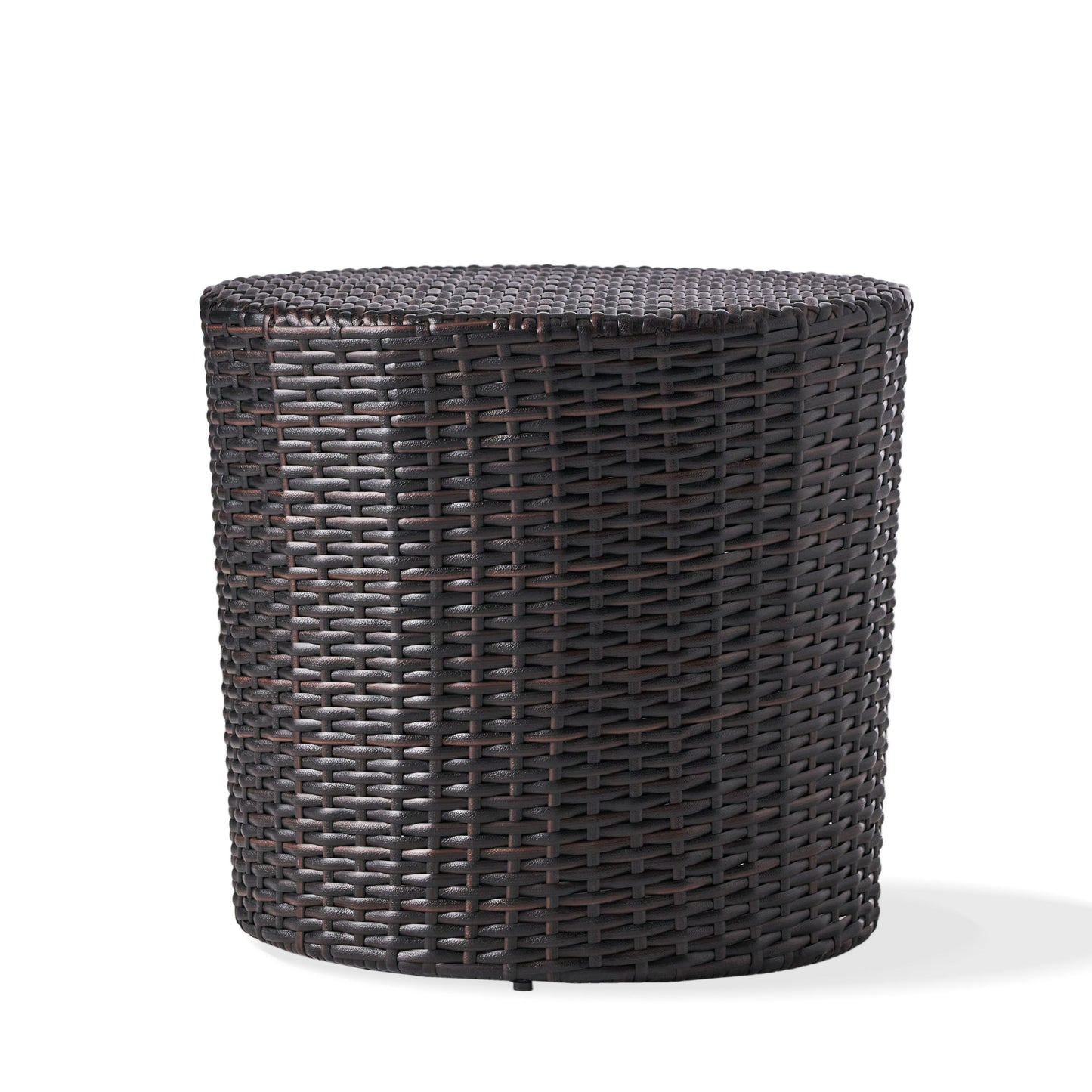 Barrel Side Table With Handcrafted Details - Brown