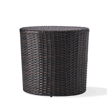 Barrel Side Table With Handcrafted Details - Brown
