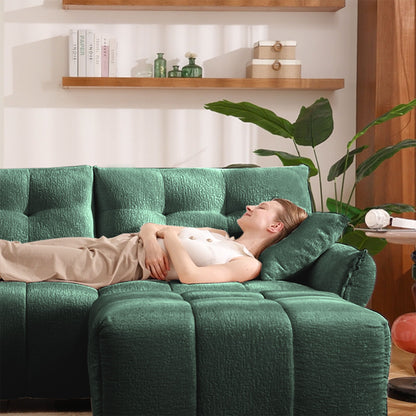 Modern Style 4 Seater Sofa Set With 2 Ottomans Frame - Premium Green