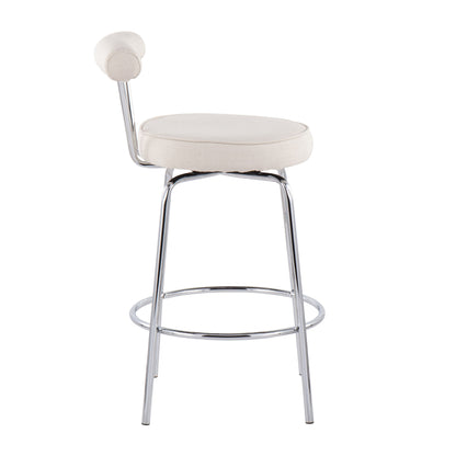 Rhonda - Contemporary Counter Stool (Set of 2) - Chrome / Cream