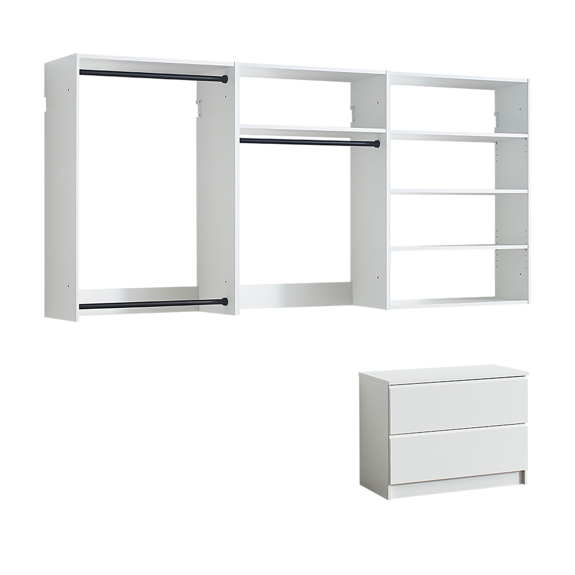 Devi - Wall Mounted Wood Closet System With Modular Versatility And Warm - White