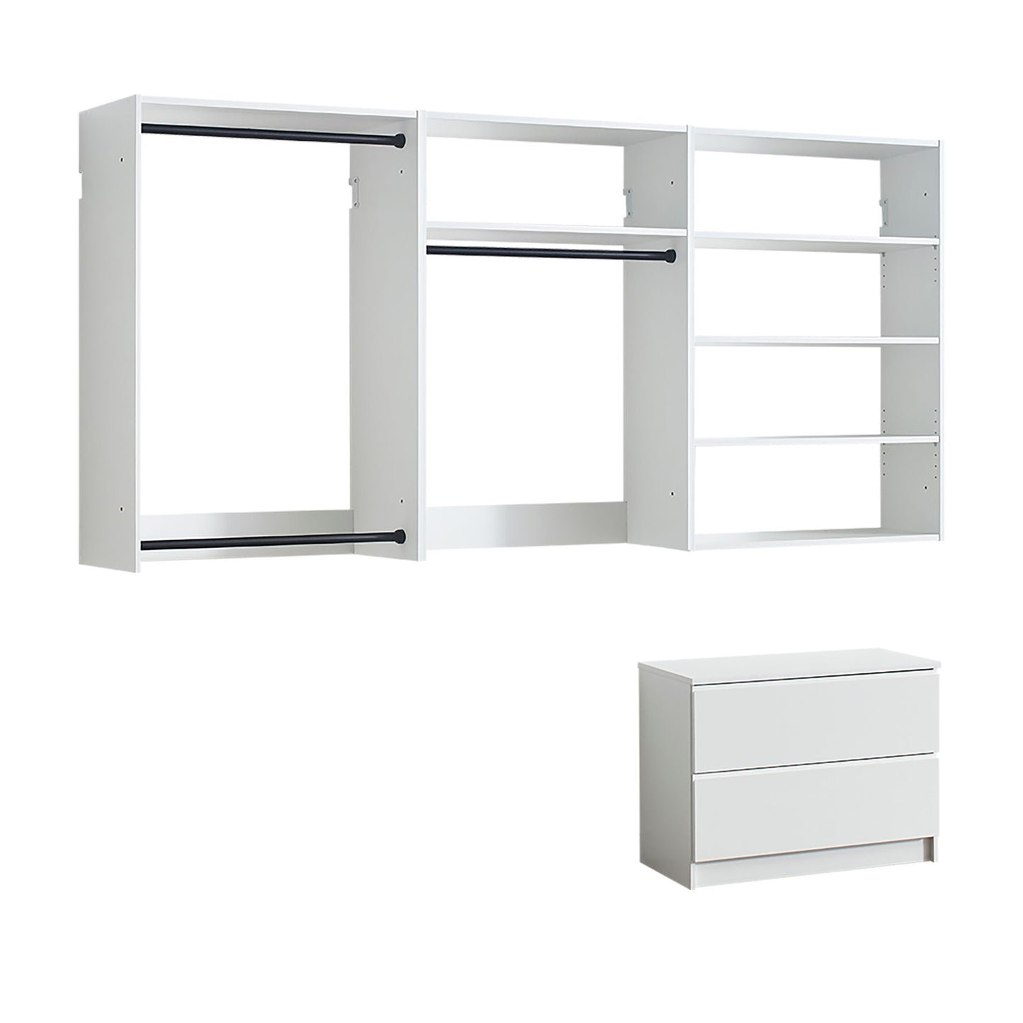 Devi - Wall Mounted Wood Closet System With Modular Versatility And Warm - White