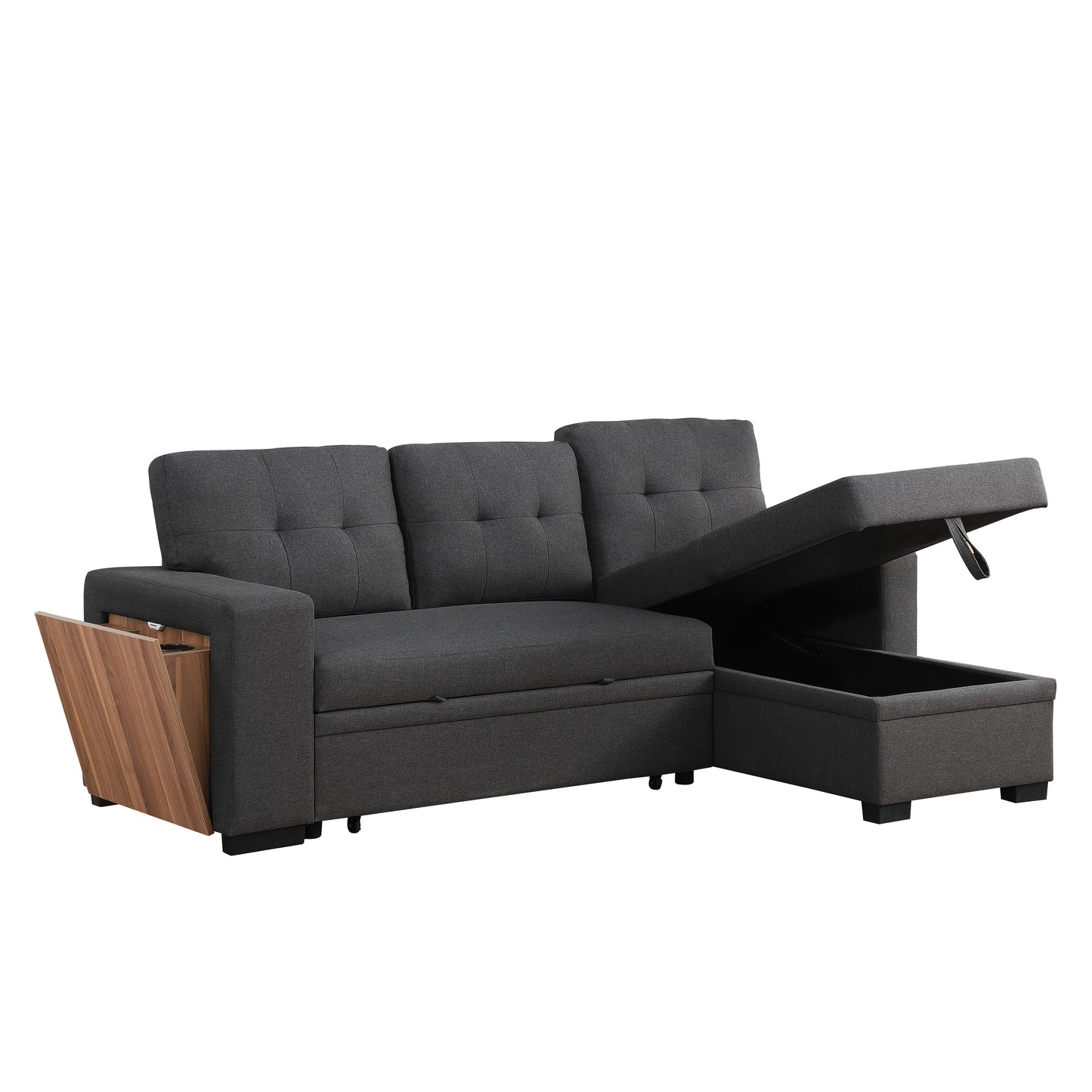 3 Piece Upholstered Sectional - Dark Gray