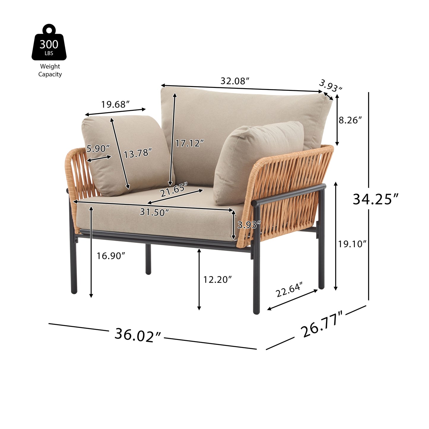 Lounge Chair With Cushions For Natural And Modern Spaces - Beige / Natural