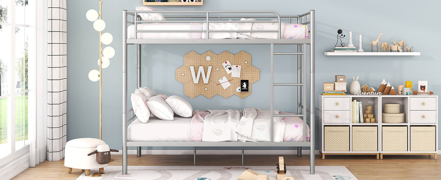 Full Over Full Metal Bunk Bed - Sliver