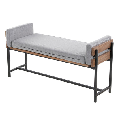 Kari - Farmhouse Bench - Black / Brown / Light Gray