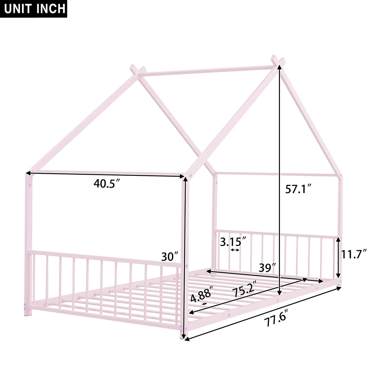 Twin Size House Bed - Pink