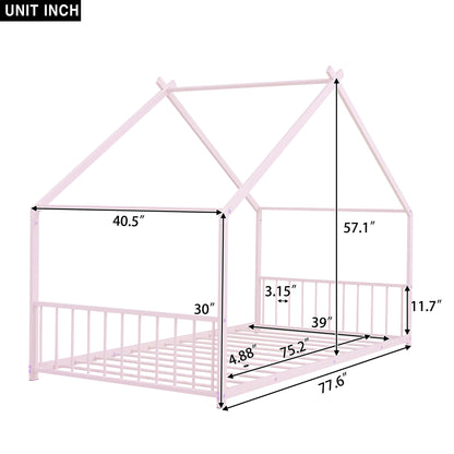 Twin Size House Bed - Pink