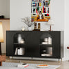 Accent Cabinet Lacquered Wooden Cabinet With 4 Glass Doors Sideboard Buffet Server Cabinet Storage Cabinet, For Living Room, Entryway, Hallway, Office, Kitchen And Dining Room - Black