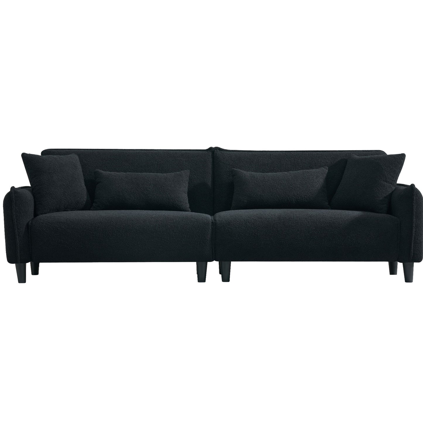 Modern Teddy Velvet Sofa, Comfort And Style For Living Spaces - Black