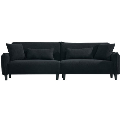 Modern Teddy Velvet Sofa, Comfort And Style For Living Spaces - Black