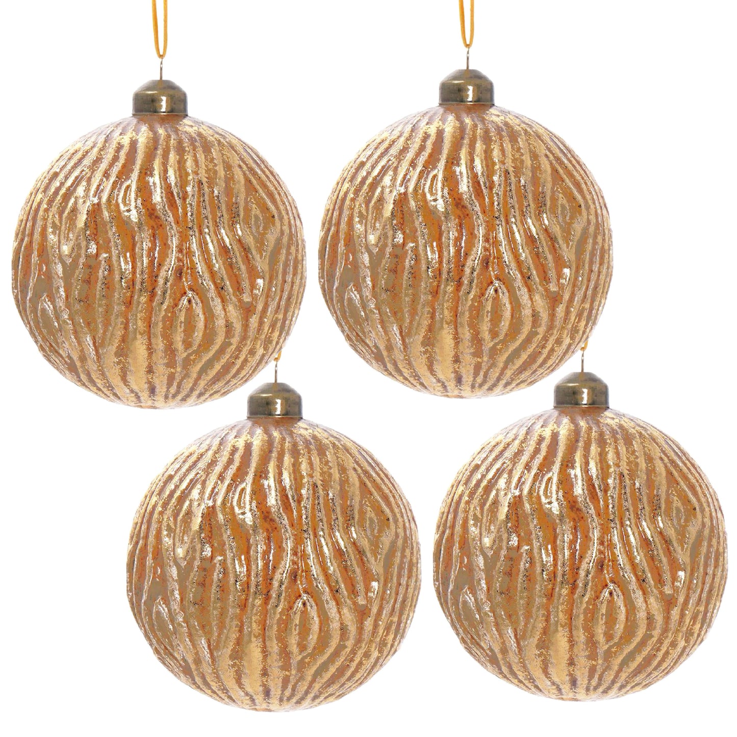 Christmas Ball Ornaments, Glass Decorative Hanging Ball Christmas Tree Ornaments For Holiday Party Decorations (Set of 4) - Gold