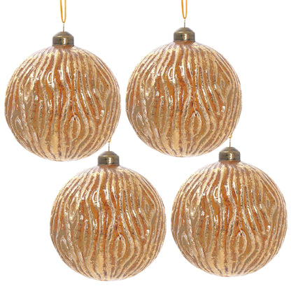 Christmas Ball Ornaments, Glass Decorative Hanging Ball Christmas Tree Ornaments For Holiday Party Decorations (Set of 4) - Gold