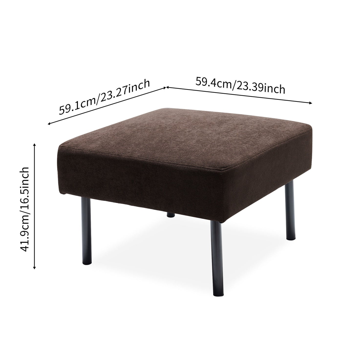 Modern L Shaped 3 Seater Polyester Fabric Sofa With Ottoman, Upholstered Couch For Small Spaces - Brown