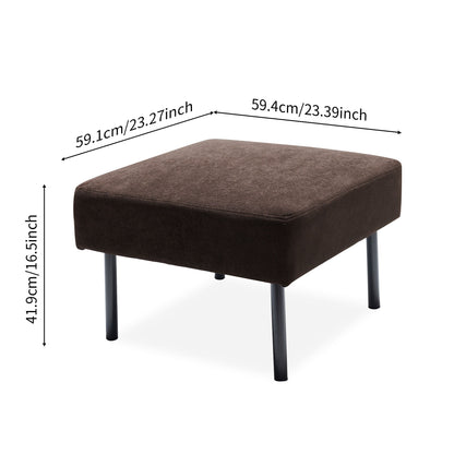 Modern L Shaped 3 Seater Polyester Fabric Sofa With Ottoman, Upholstered Couch For Small Spaces - Brown