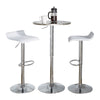 Ale - 3 Piece Bar Set Bistro Round Contemporary Adjustable Oval Footrest - Silver / Chrome / White