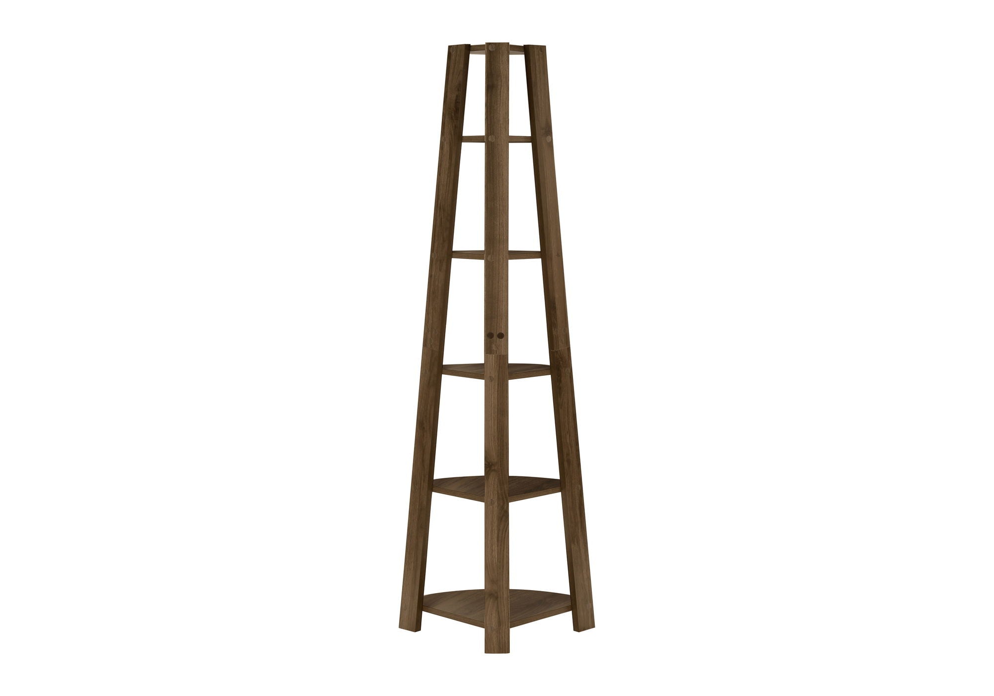 Bookshelf, Bookcase, Etagere, Corner, 5 Tier, For Office, Contemporary & Modern - Walnut