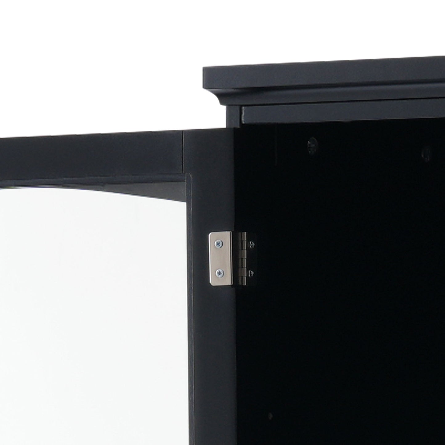 Tall Bathroom Storage Cabinet With Glass Doors, Free-Standing, Two Drawers, And Adjustable Shelves, MDF Board, Painted Perfect For Displaying Your Favorite Items - Black