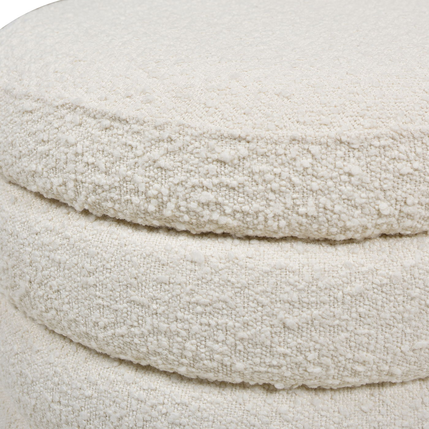Fuji - Oversized Round Storage Ottoman - Ivory White