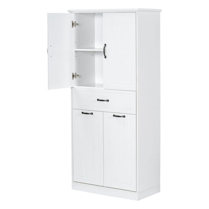 Modern Bathroom Storage Cabinet With 2 Laundry Baskets, 1 Drawer, Adjustable Shelf - White