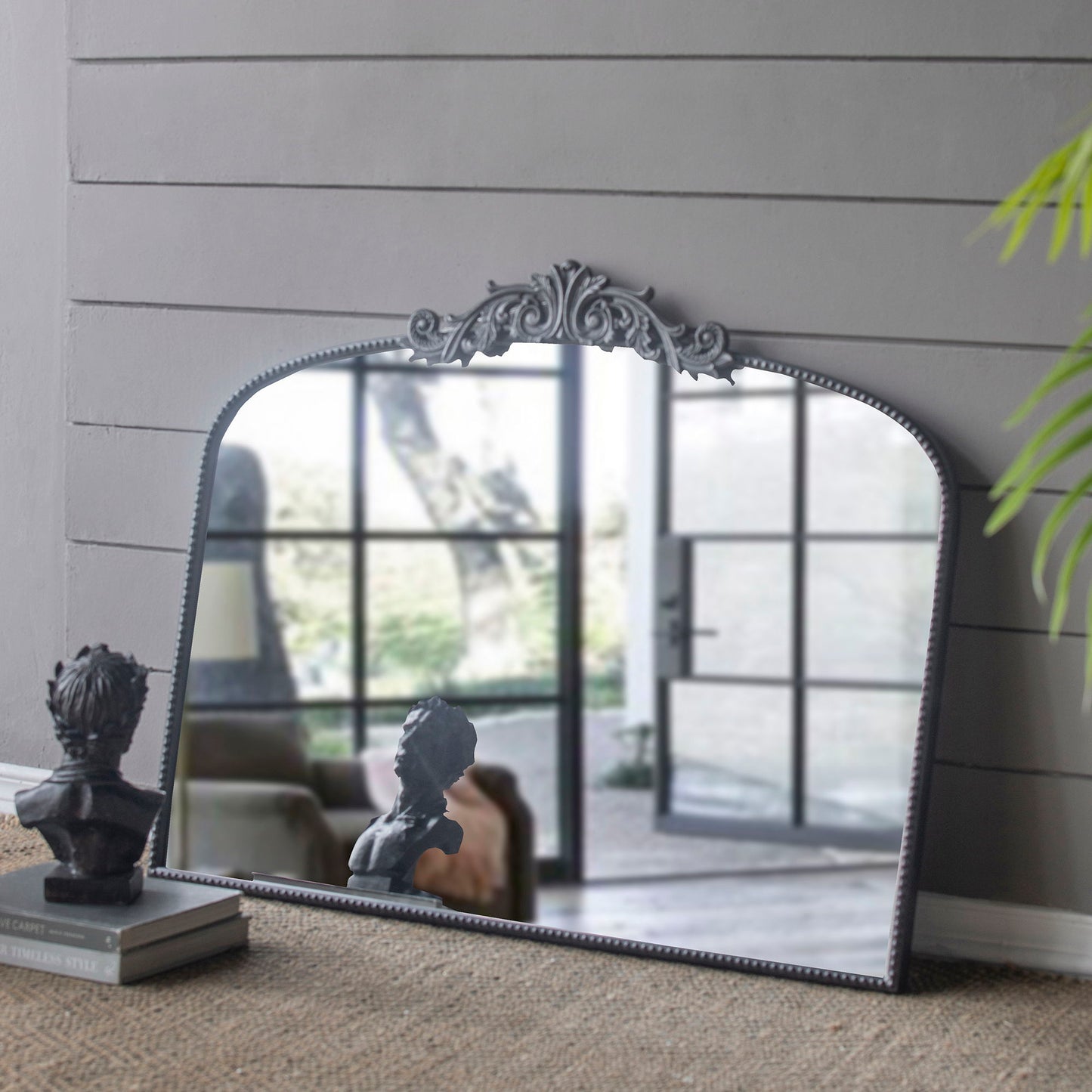 Classic Design Large Arch Mirror And Baroque Inspired Frame For Living Room Bathrrom Enterway Console - Black