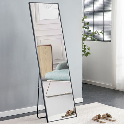 Aluminum Frame Minimalist Mirror, Bathroom Bedroom Wall Mirror, Elevating Contemporary Interiors, Can Be Wall Mounted Or Opened As A Standing Mirror - Black