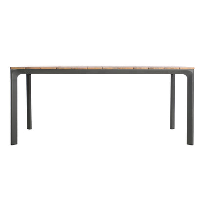 Eucalyptus Wood Topped Patio Dining Table With Aluminum Frame - Gray