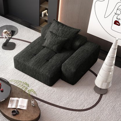 Modern Oversized Modular Sectional Sofa, Sparkling Chenille Fabric Soft Cushion Sofa With 2 Pillows, Diy Combination Tufted Sofa, No Assembly Required - Black