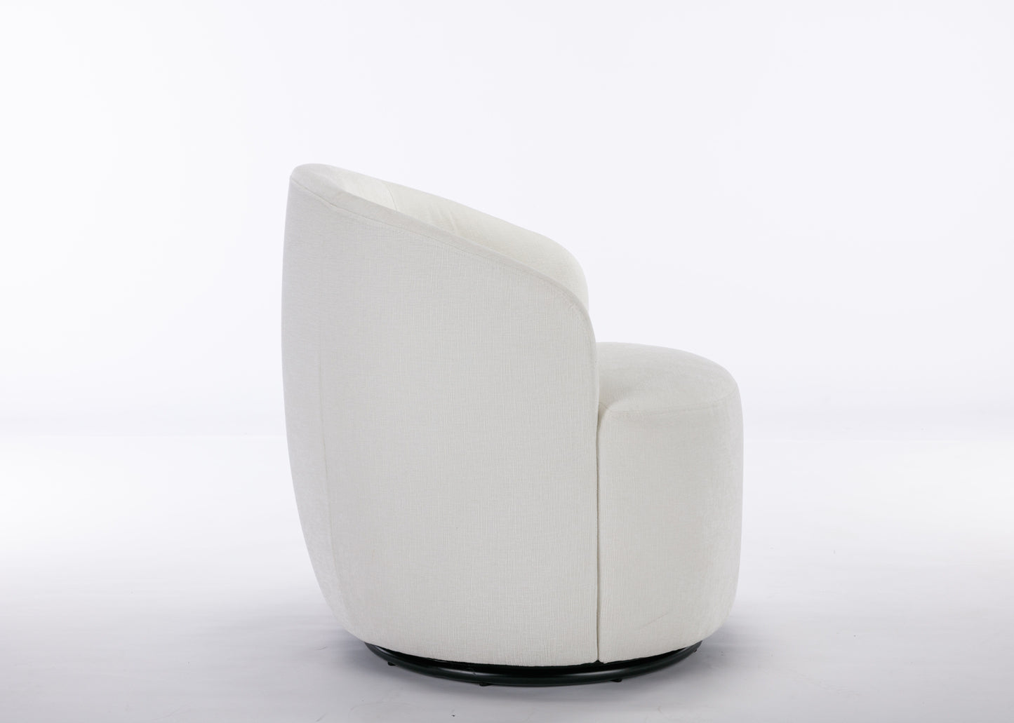 Chenille Fabric Swivel Accent Armchair Barrel Chair With Black Powder Coating Metal Ring - Ivory