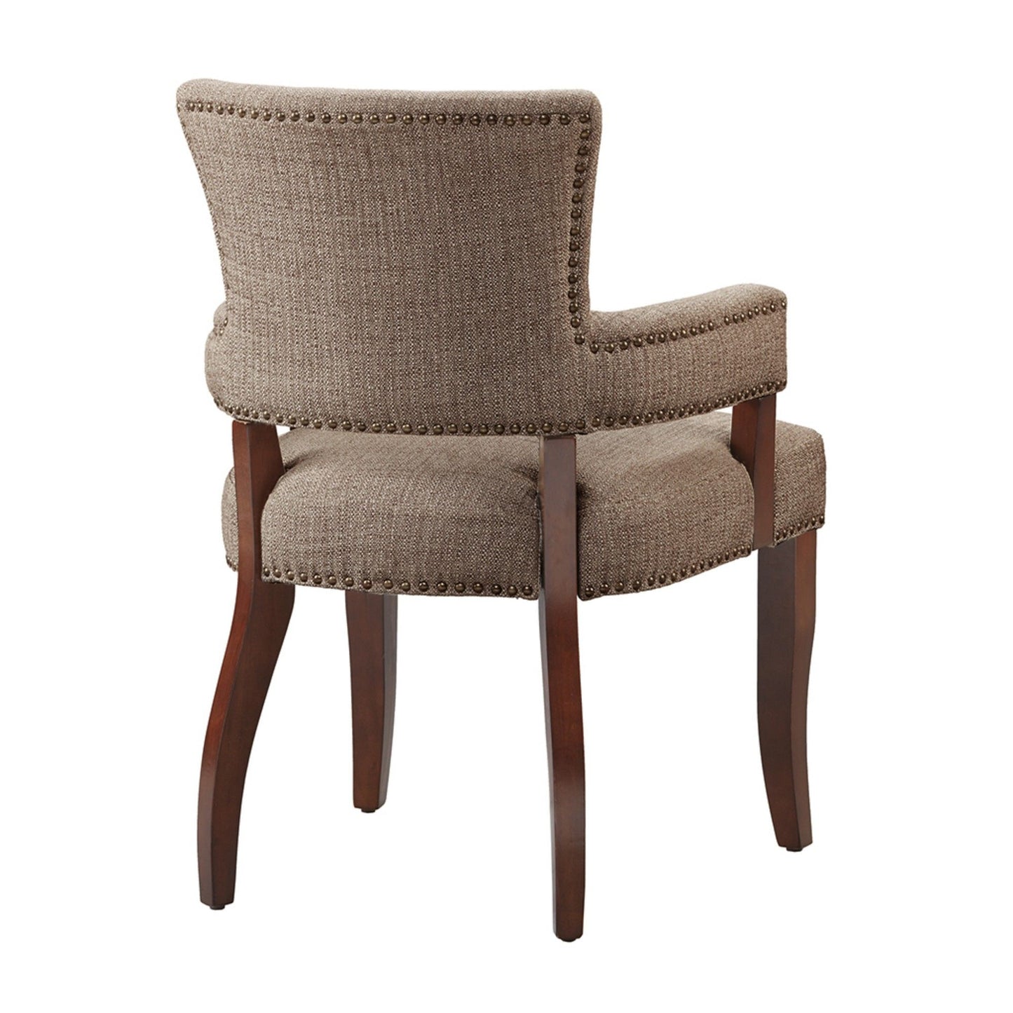 Arm Dining Chair With Nail Head Detailing - Brown / Espresso