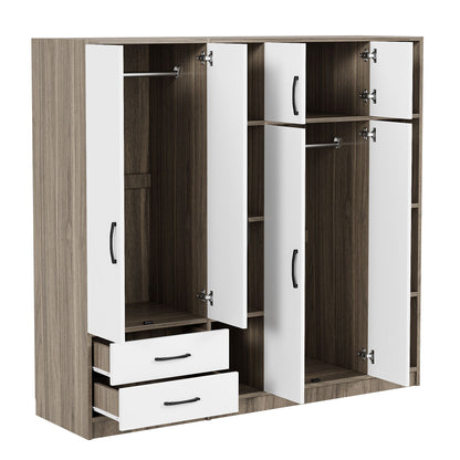 6 Door Wardrobe With Shelves And Drawers - Natural