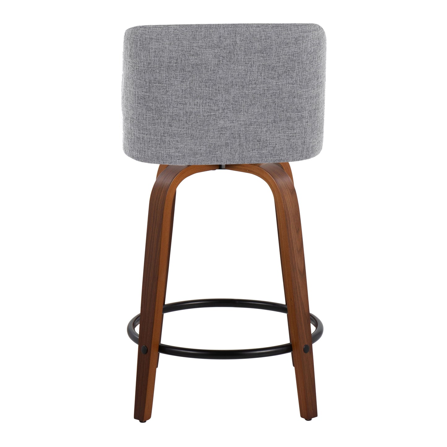 Toriano - Mid-Century Modern Fixed Height Counter Stool With Swivel With Round Footrest (Set of 2) - Walnut / Gray
