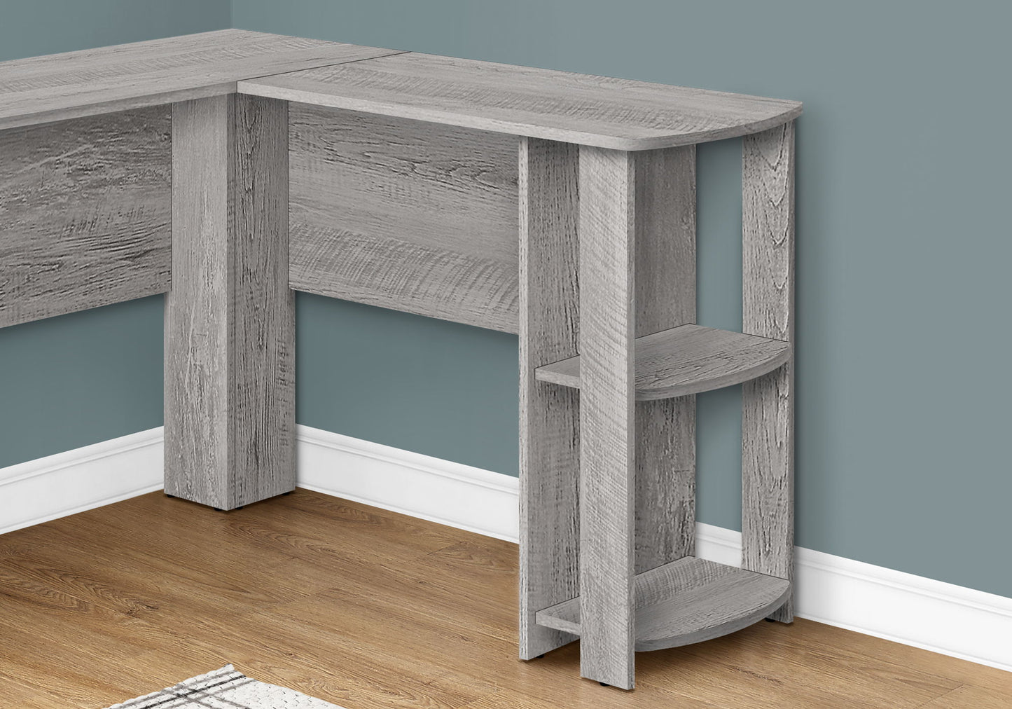 Computer Desk, Home Office, Corner, Storage Shelves, L Shape, Laptop, Contemporary & Modern - Gray