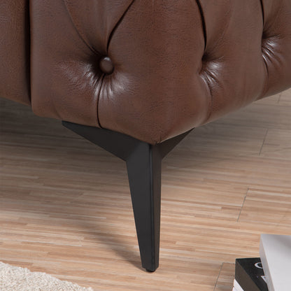 84.06" Width Traditional Square Arm Removable Cushion 3 Seater Sofa - Dark Brown