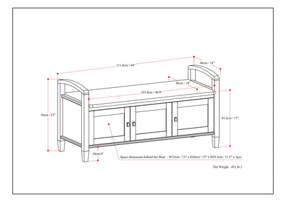 Warm Shaker - Entryway Storage Bench - Distressed Gray