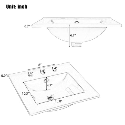 Modern 20.3" Bathroom Vanity With Sink And Functional Storage - Gray