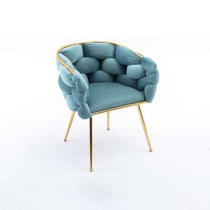 Luxury Modern Simple Leisure Velvet Single Sofa Chair Bedroom Lazy Person Household Dresser Stool Manicure Table Back Chair - Blue