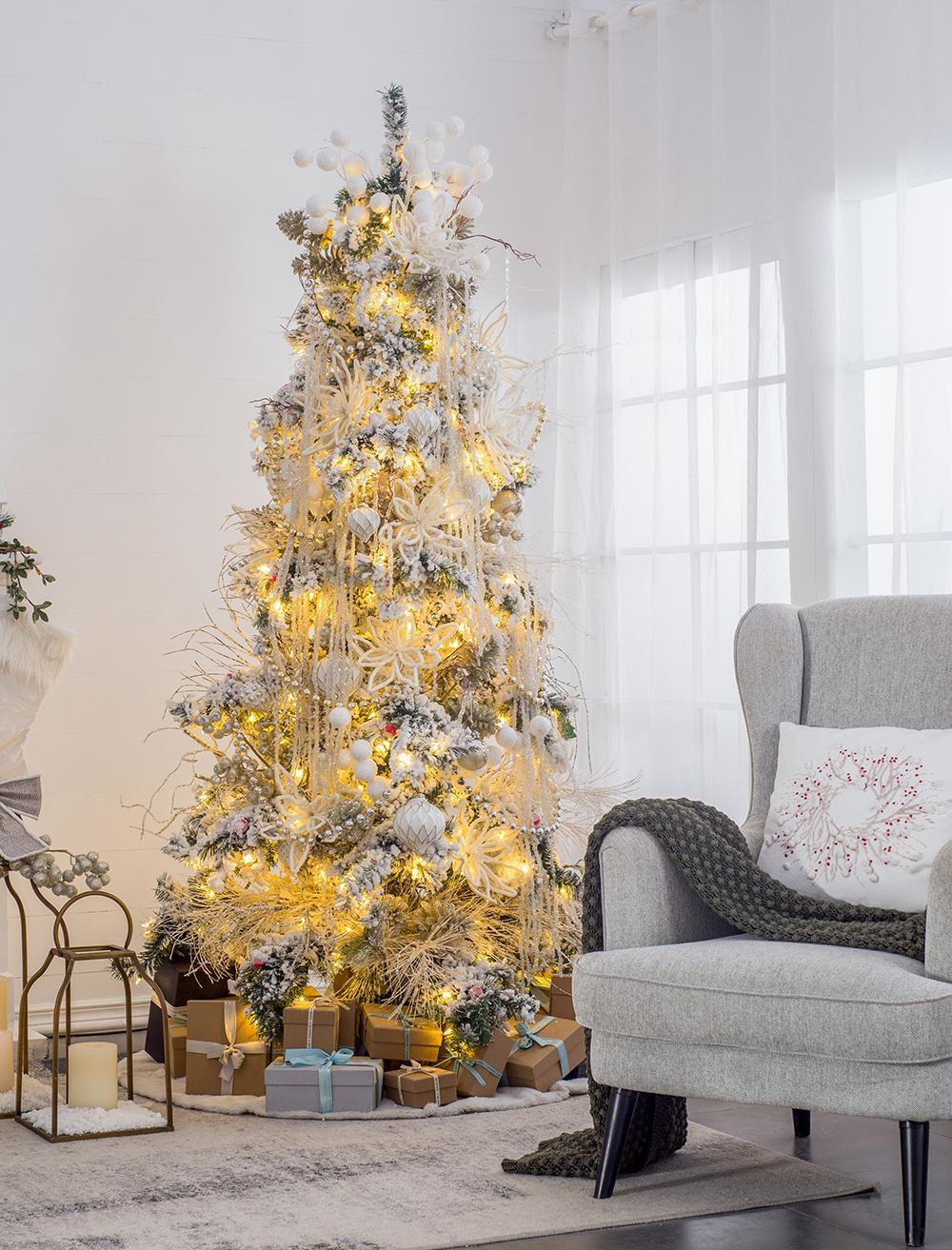 Christmas Ball Ornaments, Decorative Hanging Ball Christmas Tree Ornaments For Holiday Decorations (Set of 12) - White