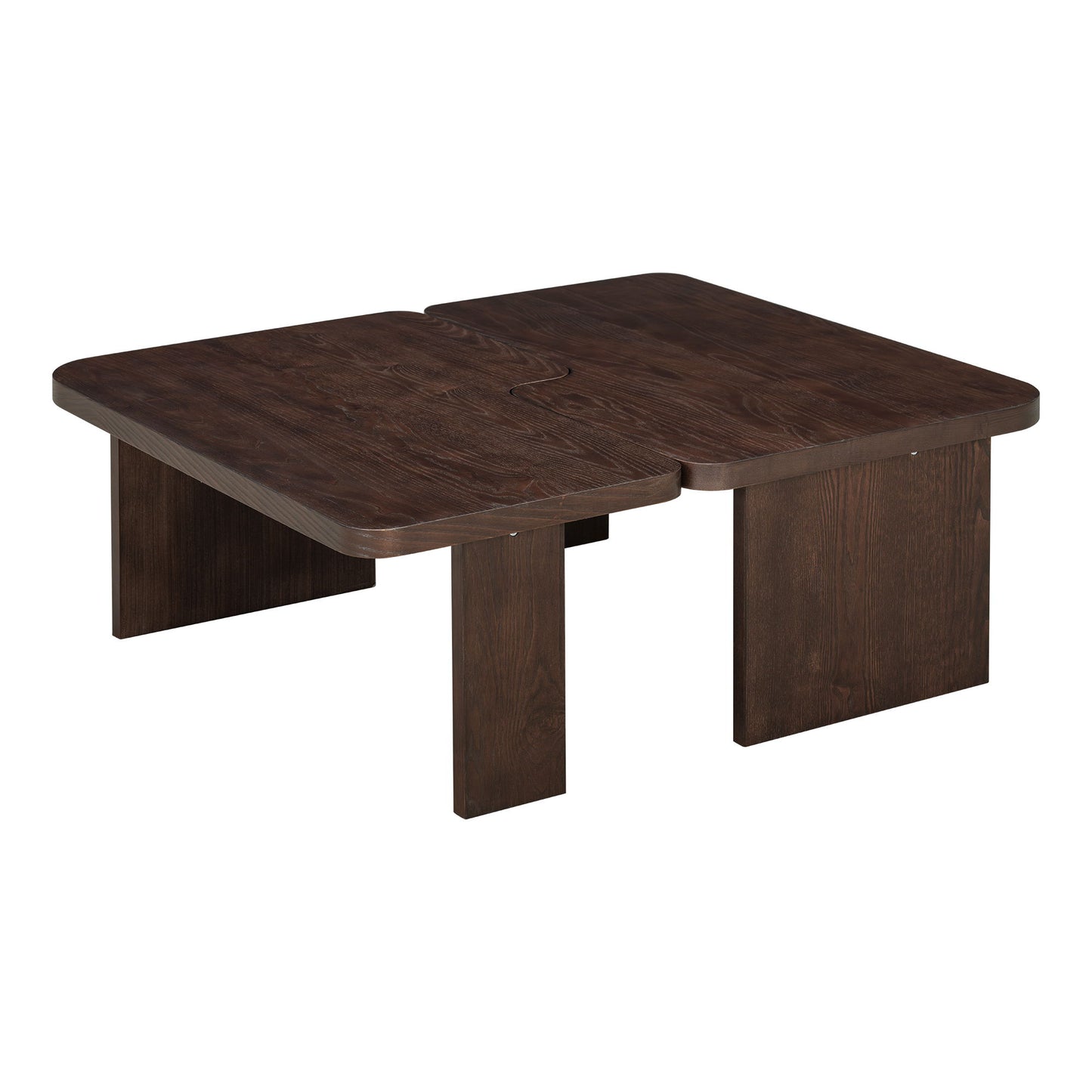 Modern Minimalist Coffee Table Set, Rectangle Coffee Table With Splicing Design, Multifunctional Combination Table For Living Room - Espresso