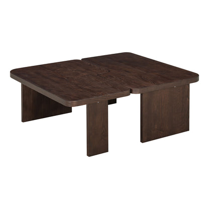 Modern Minimalist Coffee Table Set, Rectangle Coffee Table With Splicing Design, Multifunctional Combination Table For Living Room - Espresso