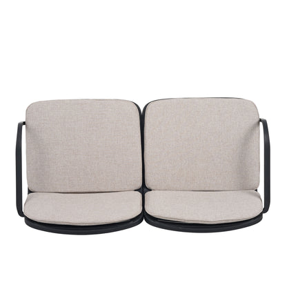 Luna - Outdoor Patio Loveseat With Frame And Cushions Weather Resistant Pp Material - Beige / Black